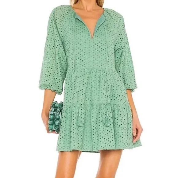 karina grimaldi green dress Ravenna Metallic Mini Dress Green main image 0